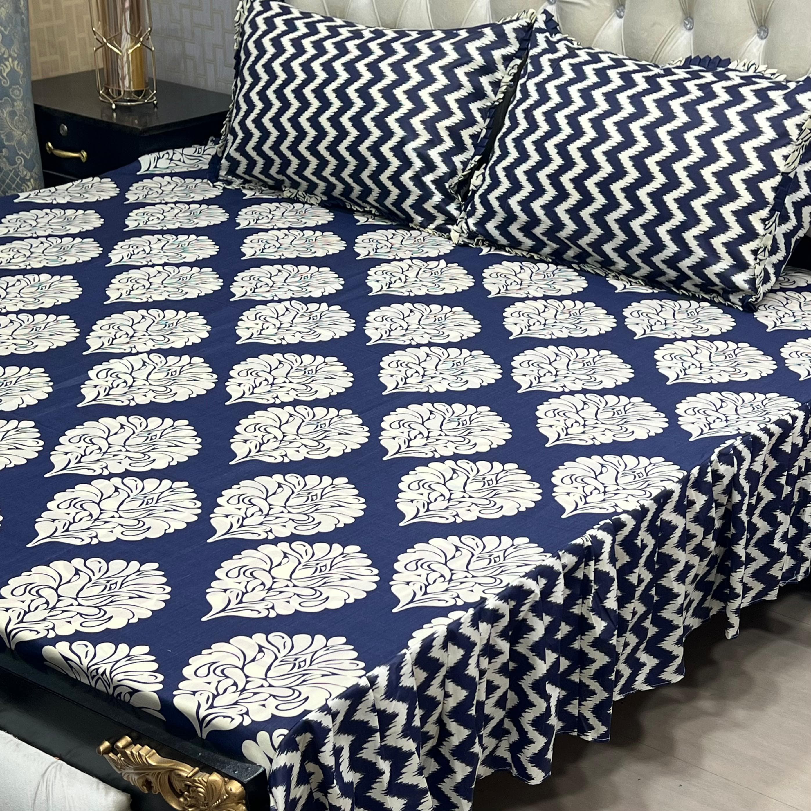 Cotton Salonica Frill Bedsheet (3 Pc) King Size