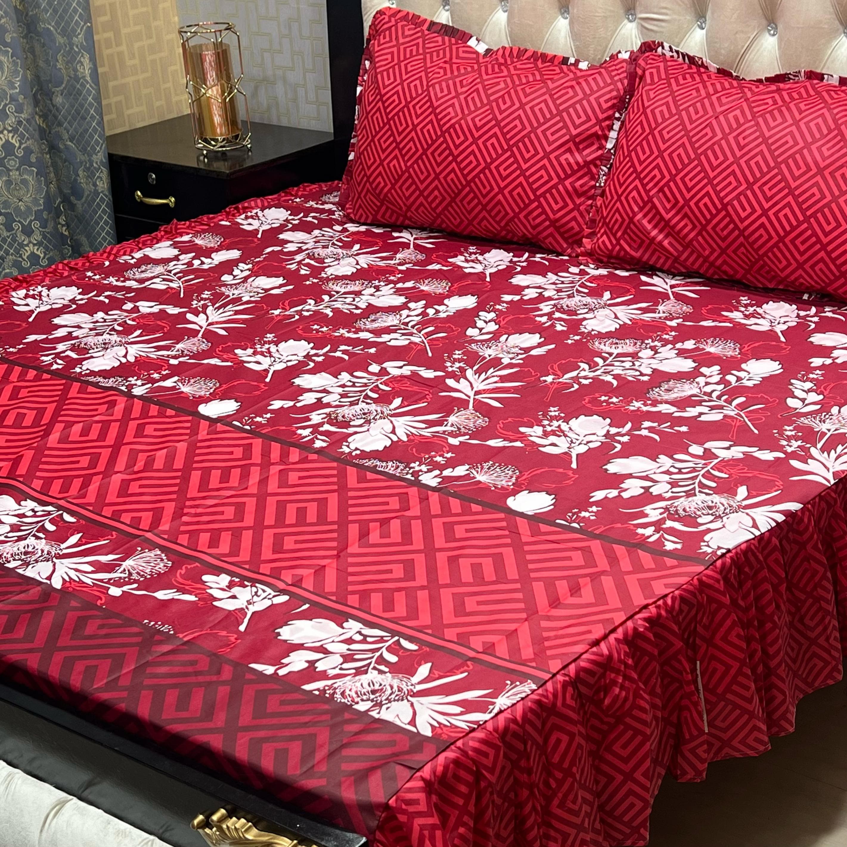 Cotton Salonica Frill Bedsheet (3 Pc) King Size